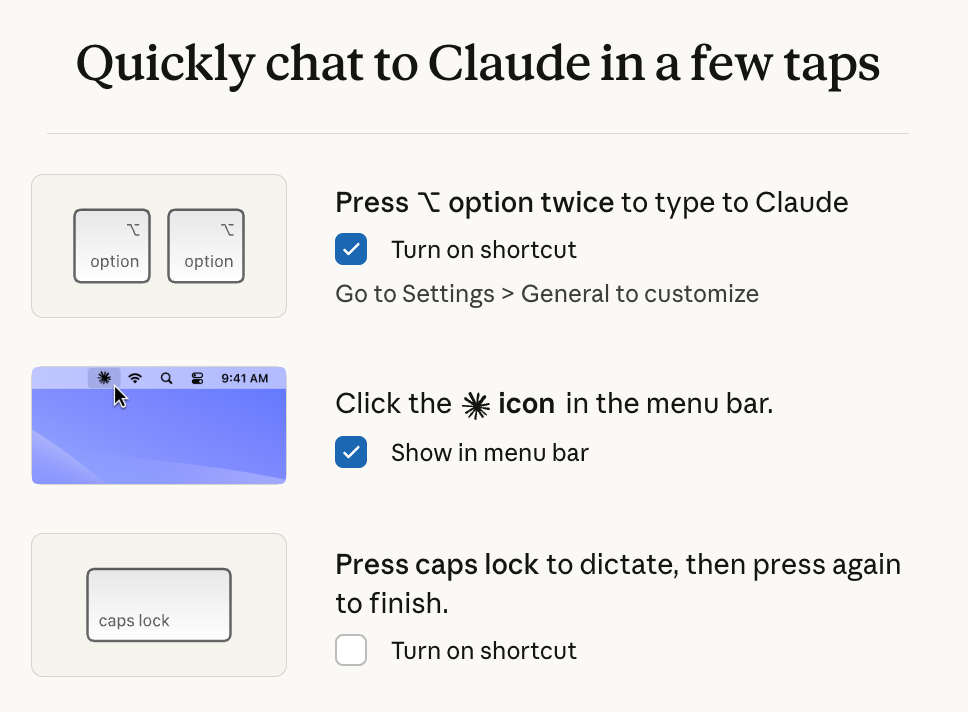 Quickly chat to Claude in a few taps