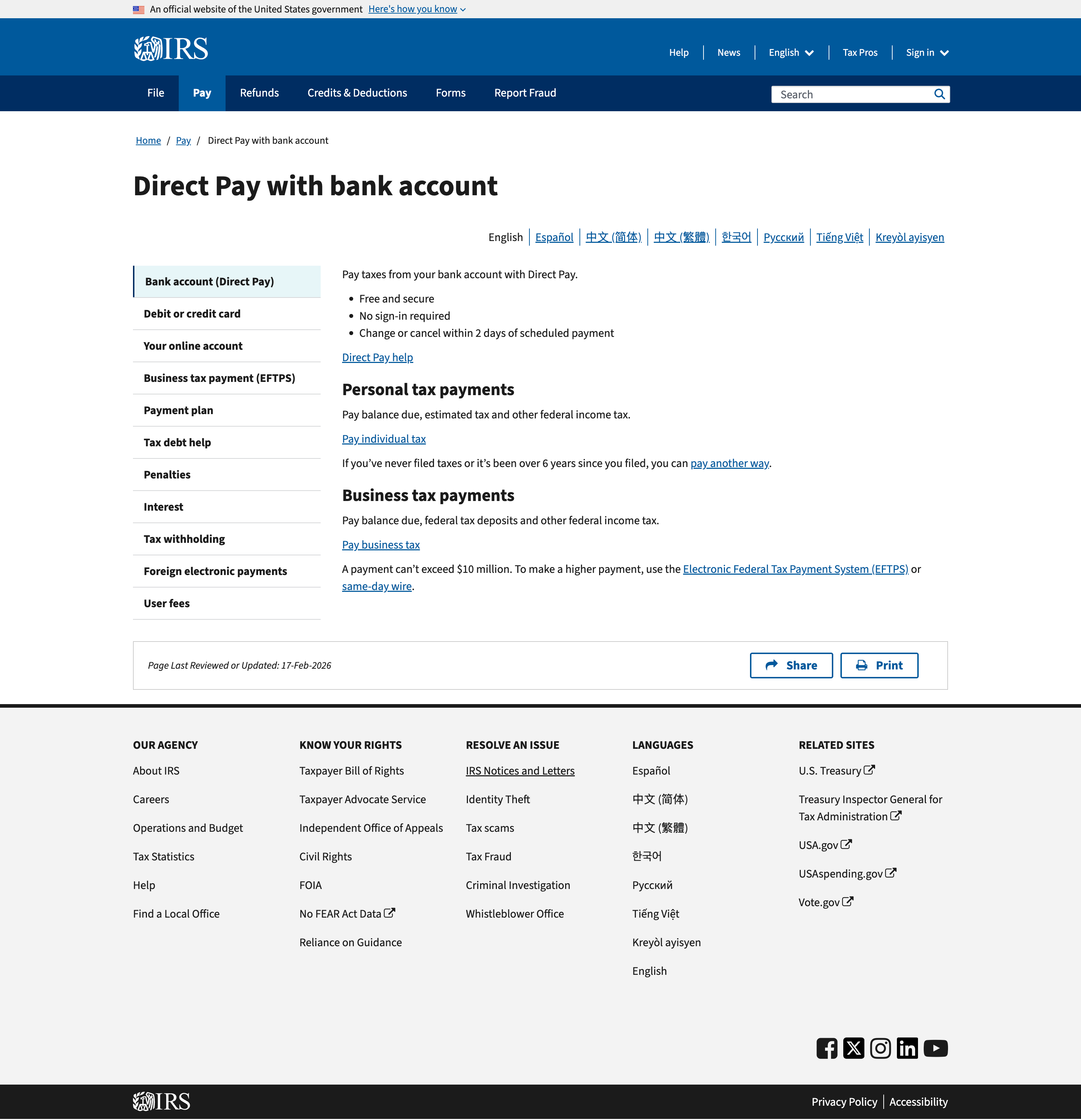 Pay Your Federal Income Tax Online