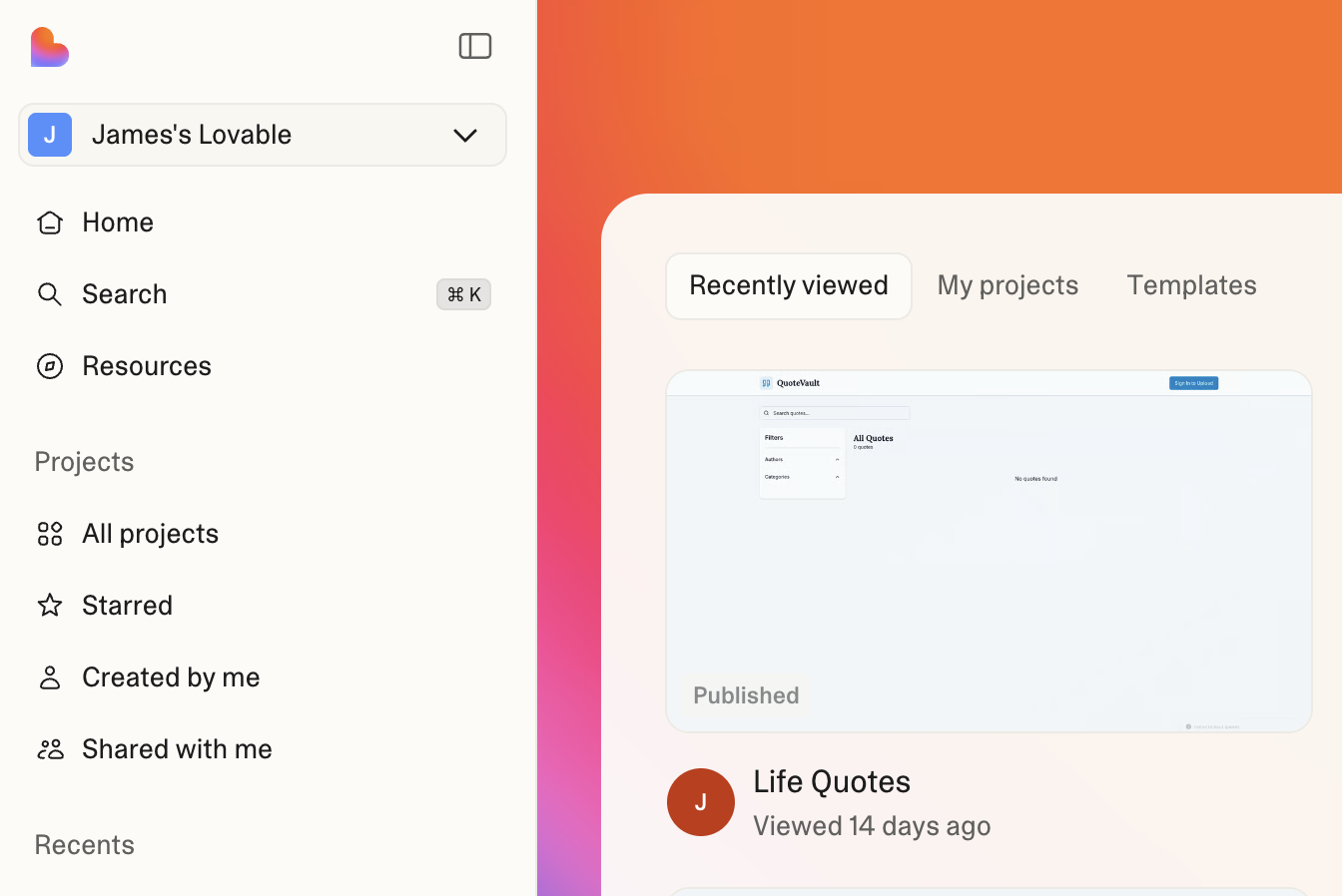 Lovable dashboard before migration
